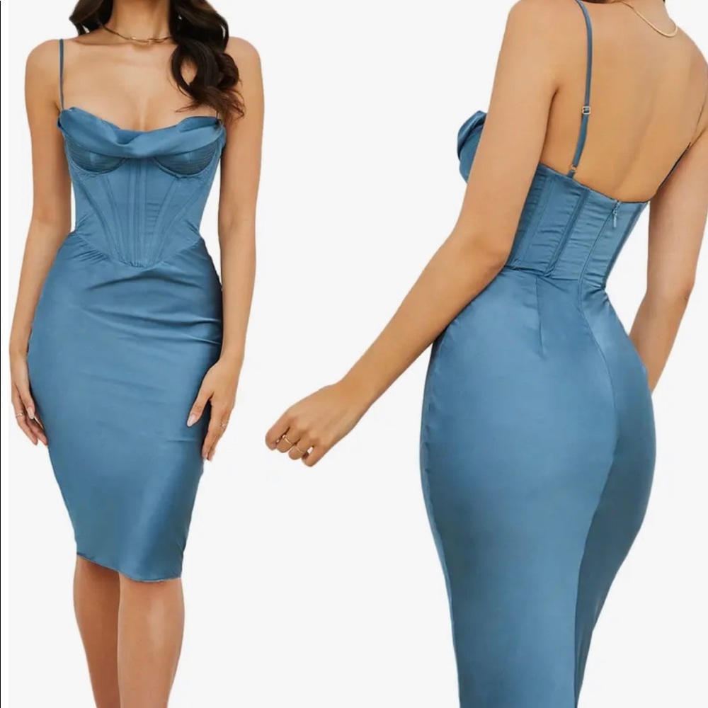 Myrna Satin Corset Midi Dress